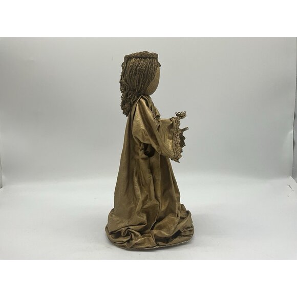 MCM Gold Angels Materials Starched and Hand Painted Antique Gold Set of 3 VTG - Picture 7 of 16